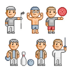 Pixel art collection of various sports