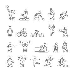 Outline figure athletes, different sports