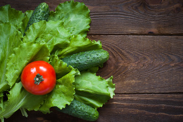 Lettuce, cucumbers  and tomato