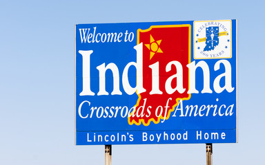 Welcome to Indiana Sign Crossroads of America - obrazy, fototapety, plakaty