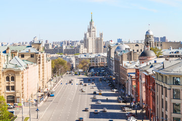 Obraz premium Lubyanka and Novaya Square in Moscow in spring