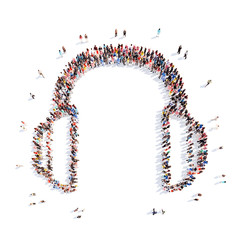 people representing the headphones.