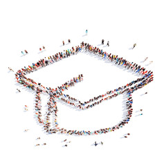 people in the shape of student hat.