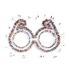 people in the shape of binoculars.