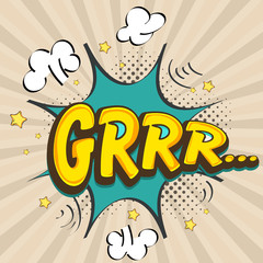 Comic speech bubble design with text.