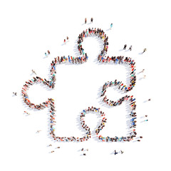  people in the shape of a puzzle.