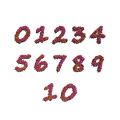 numbers create by red color flowers white background