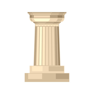 Doric realistic antique greek marble column isolated