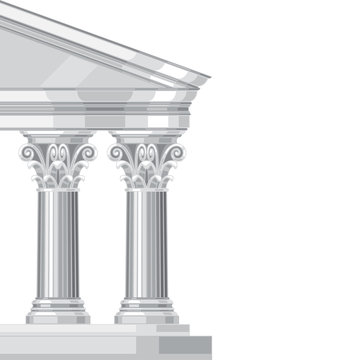 Corinthian realistic antique greek temple with columns