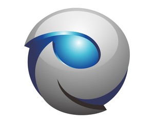 abstract 3d R sphere logo