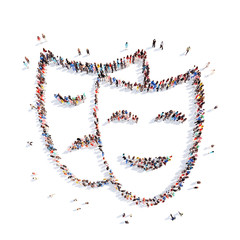 people in the shape of masks.