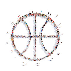people in the shape of a basketball.