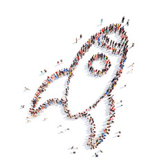 people in the shape of a rocket.