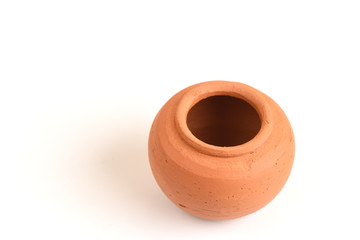 Clay pots on white background