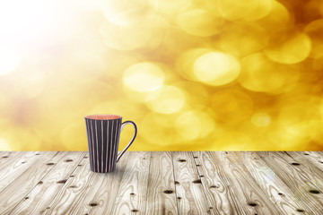 Cup of coffee on wooden