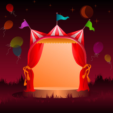 Circus Tent With Balloons At Night