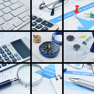 Business collage pictures, finance concept