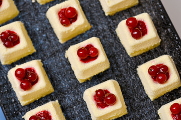 White cakes with cranberries