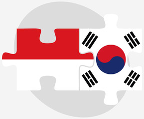 Indonesia and South Korea Flags in puzzle