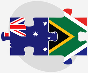 Australia and South Africa Flags in puzzle