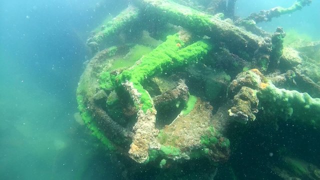 Wreck railway car, Circum-Baikal Railway,  Lake Baikal