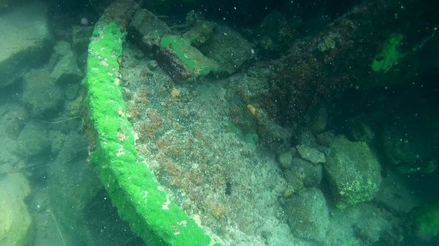 Wreck railway car, Circum-Baikal Railway,  Lake Baikal
