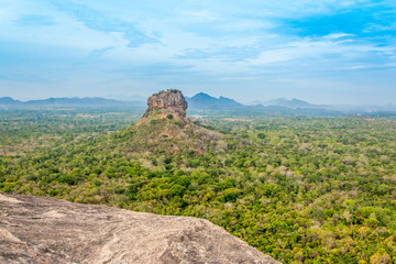 Fototapeta premium Sigiriya the rock fortress view from Pidurangala rock