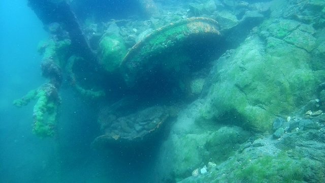 Wreck railway car, Circum-Baikal Railway,  Lake Baikal