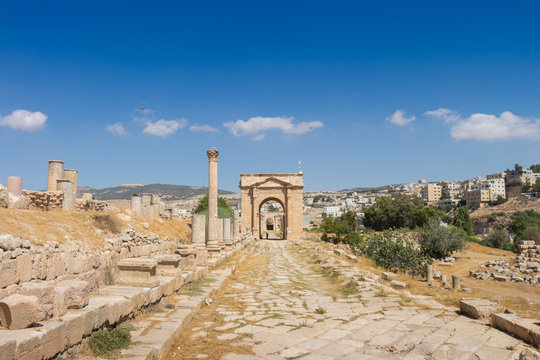Jerash Roman Road with Columns Jordan