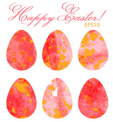 Watercolor Colored Easter Eggs.
Vector Illustration