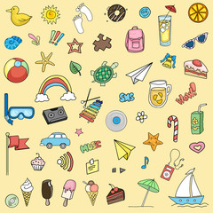 Happy colorful children Summer fun set, of various items