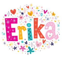 Erika girls name decorative lettering type design