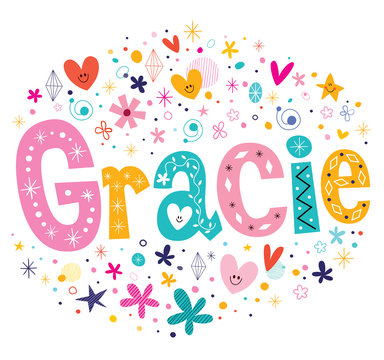 Gracie girls name decorative lettering type design