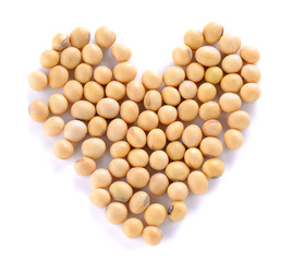 Heart of soy beans isolated on the white background
