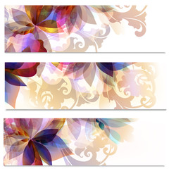 Abstract floral brochures set