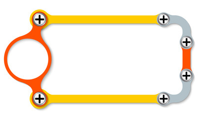 Colored frame with screws and plus symbol