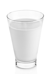 fresh milk in the glass on white background