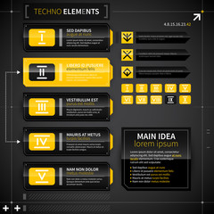 Set of modern techno banners and elements. Useful for web design