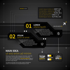 Two numbered banners in techno style.