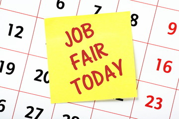 Job Fair Today reminder note on a calendar page
