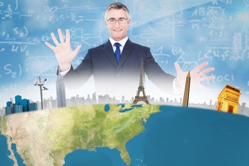 Composite image of businessman presenting