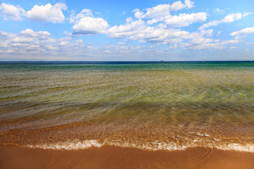Beach at Jelitkowo on the Baltic coast near Sopot, Poland. 