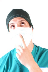 Studio shot of a young man with medical clothes