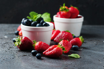 Sweet berry on the black table