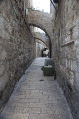 Fototapeta na wymiar Walkway in Old City Jerusalem, Israel, CIRCA Feb. 2013