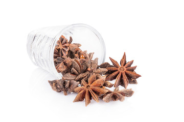 Star anise spice fruits isolated on white background