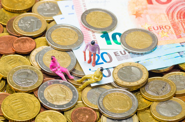 Euro coins and Euro banknotes