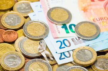 Euro coins and Euro banknotes