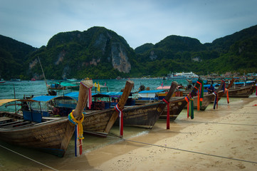 Fototapeta na wymiar Fishing boats in Krabi