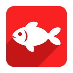 Icono cuadrado rojo pez con sombra